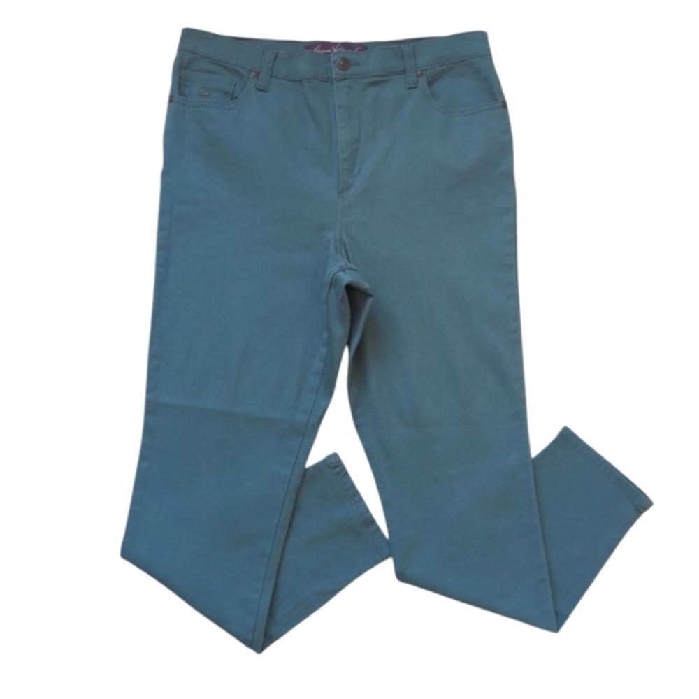 Gloria Vanderbilt Amanda Skinny Ankle High-Rise Mom Pants 12 Vintage Teal